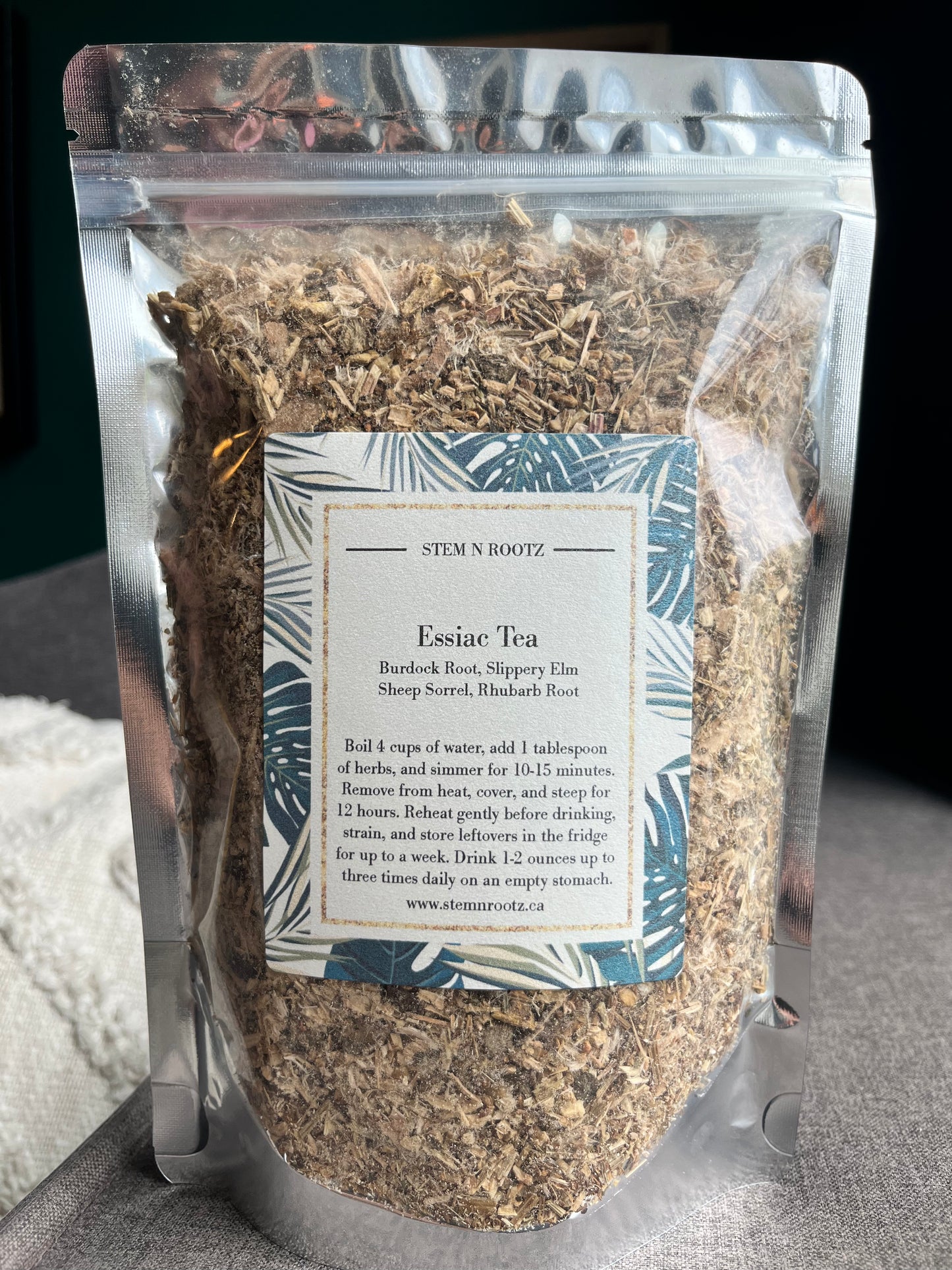 Essiac loose leaf herbal tea blend in resealable 4oz pouch