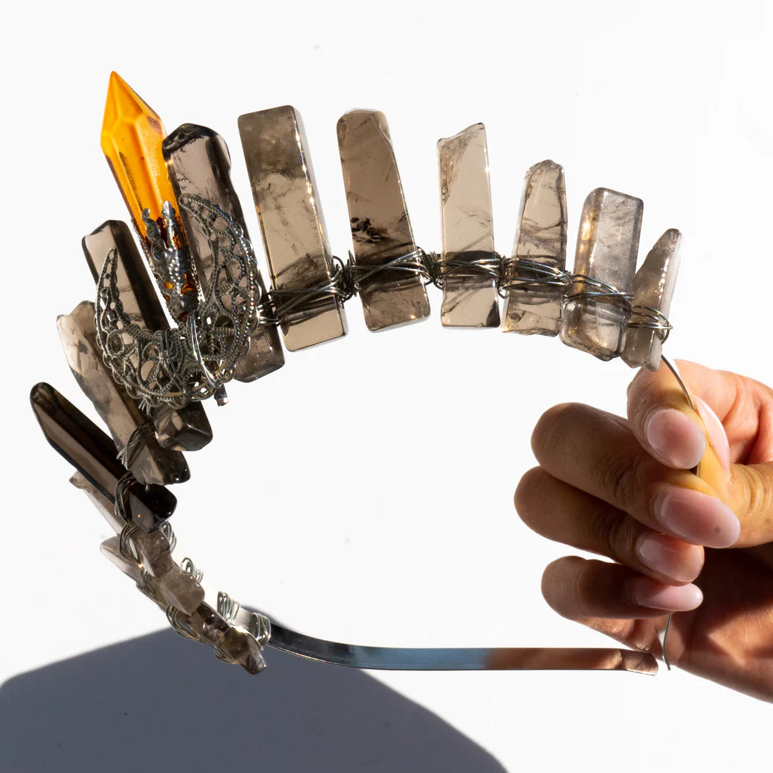 Smokey Quartz Crystal Crown – Grounding, Emotional Balance, and Spiritual Protection