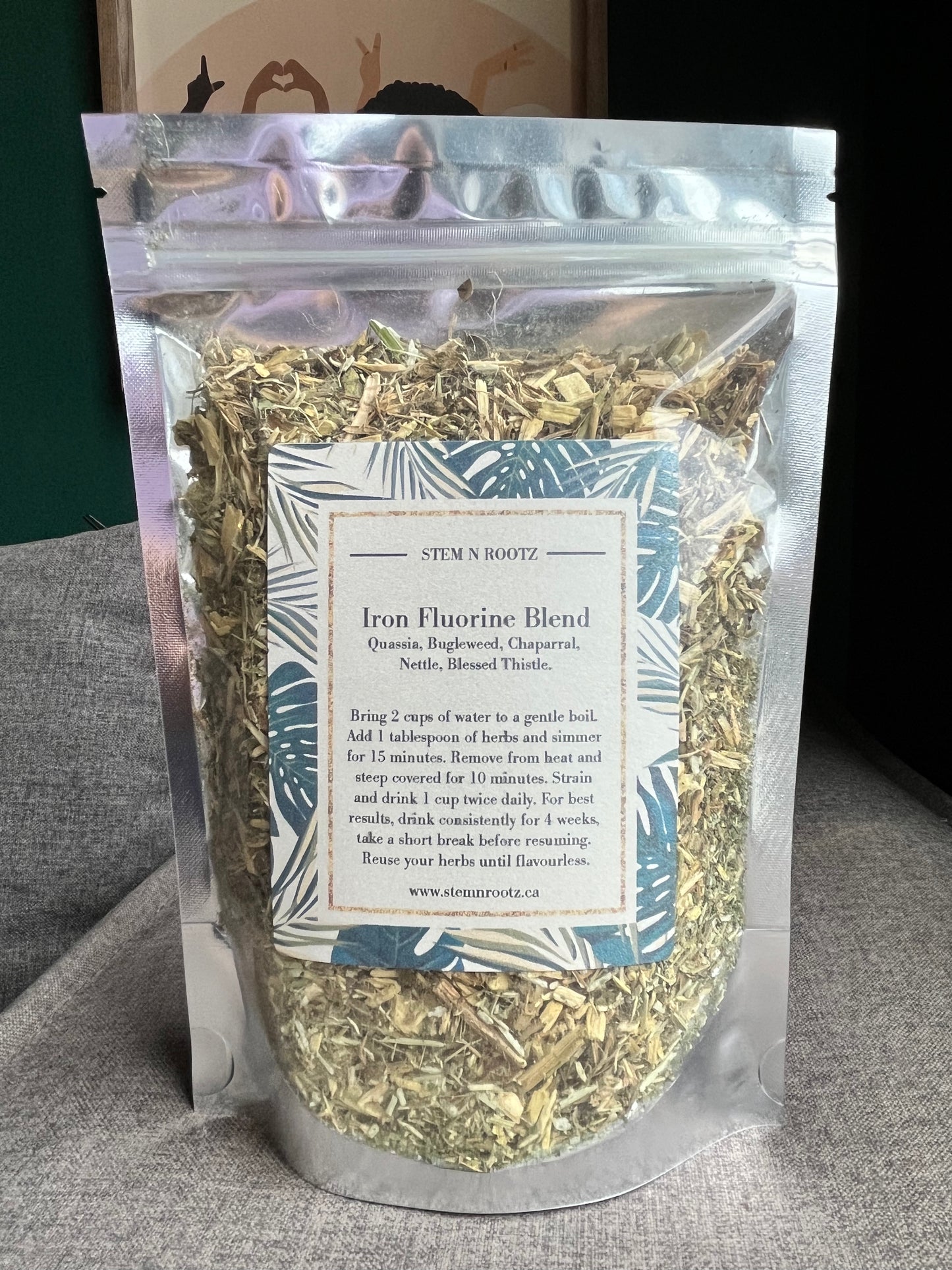 Iron Fluorine Blend loose leaf herbal blend in resealable 3oz pouch