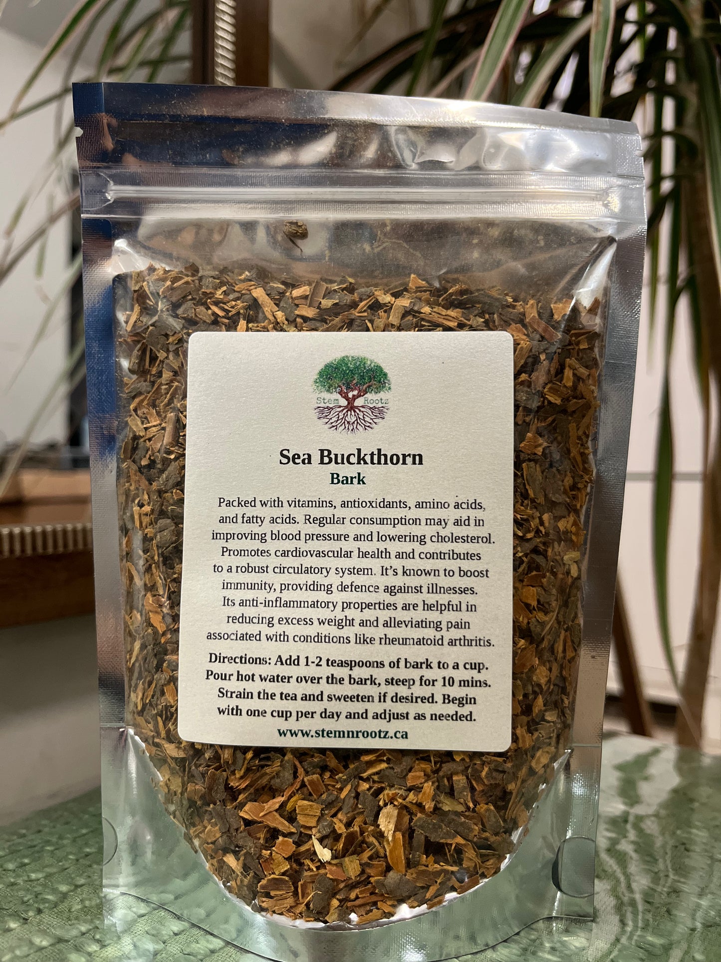 Stem n Rootz – Sea Buckthorn Bark loose leaf herbal tea in resealable 4oz pouch