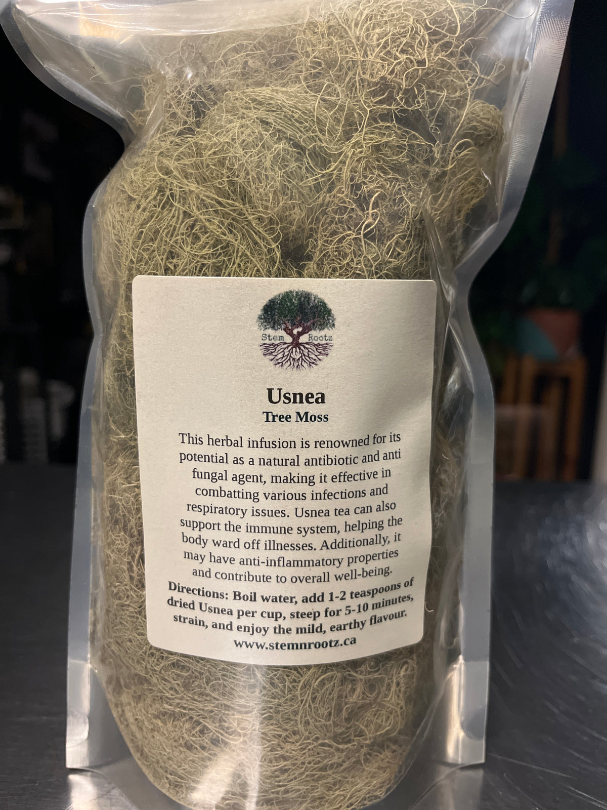 Usnea loose leaf herbal tea in resealable 4oz pouch