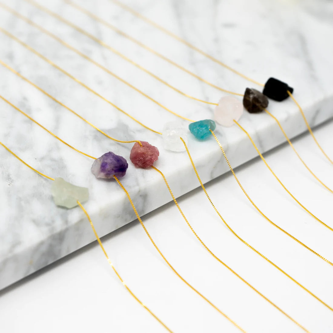 black tourmaline 14k gold-plated crystal necklace