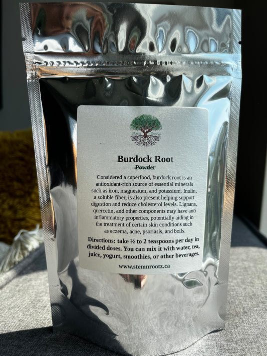 Burdock root powder in resealable 4oz pouch