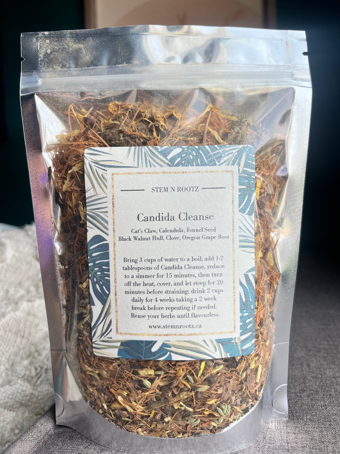 Candida & Gut Balance loose leaf herbal tea in resealable 3oz pouch