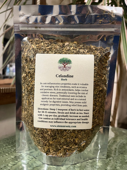 Stem n Rootz – Celandine loose leaf herbal tea in resealable 2oz pouch