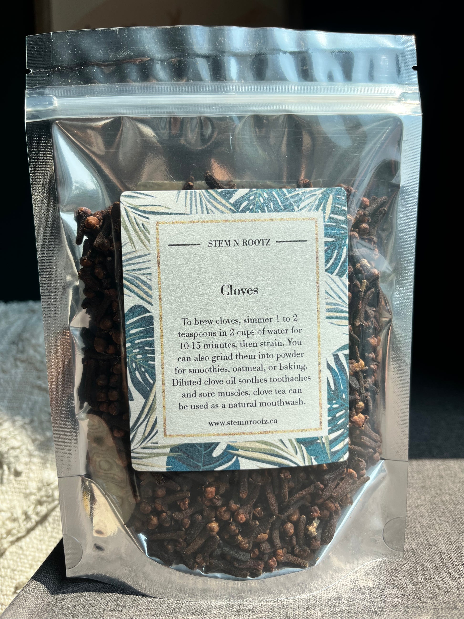 Stem n Rootz – Cloves loose leaf herbal tea in resealable 4oz pouch