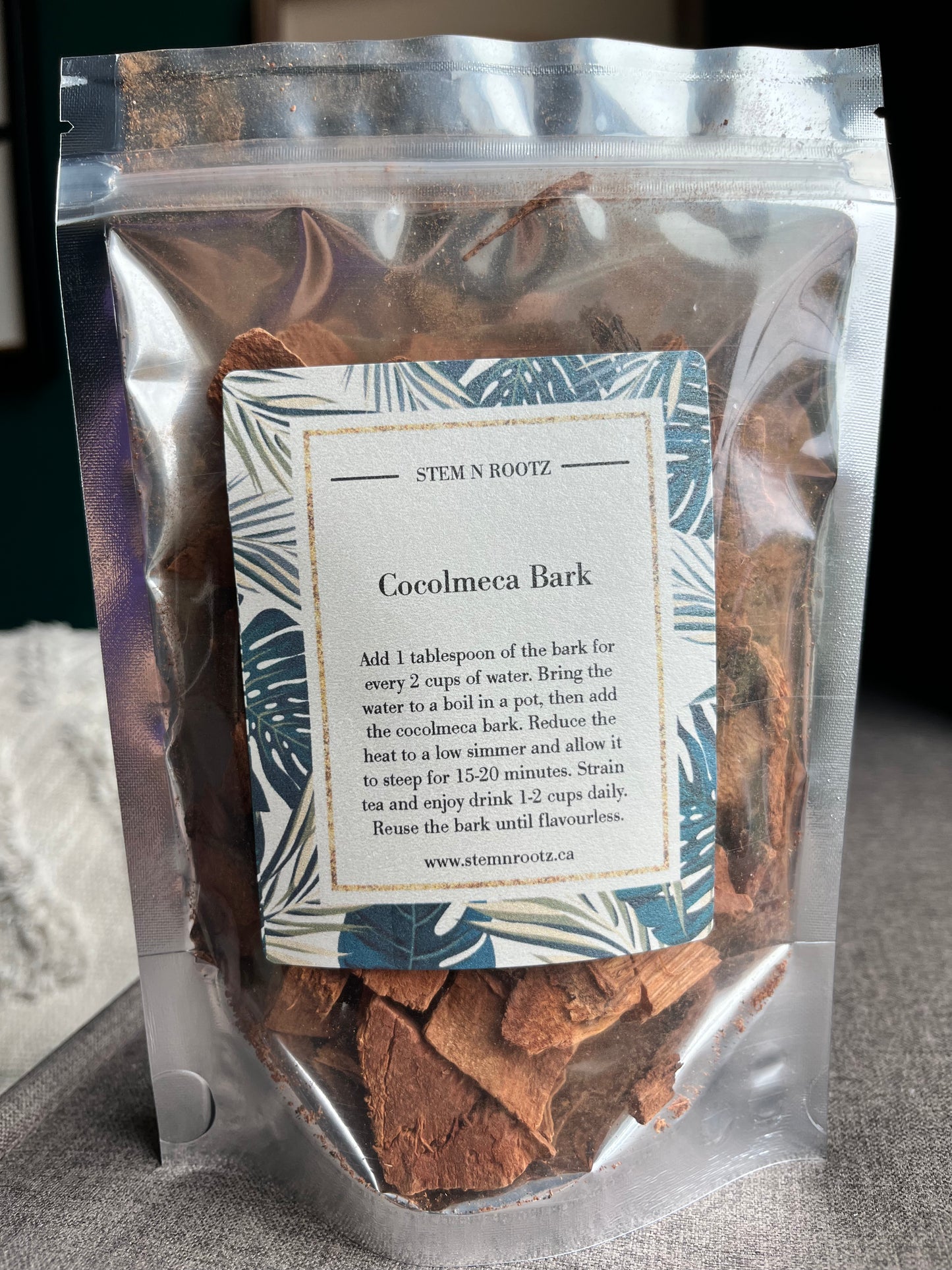 Cocolmeca bark loose leaf herbal tea in resealable 4oz p