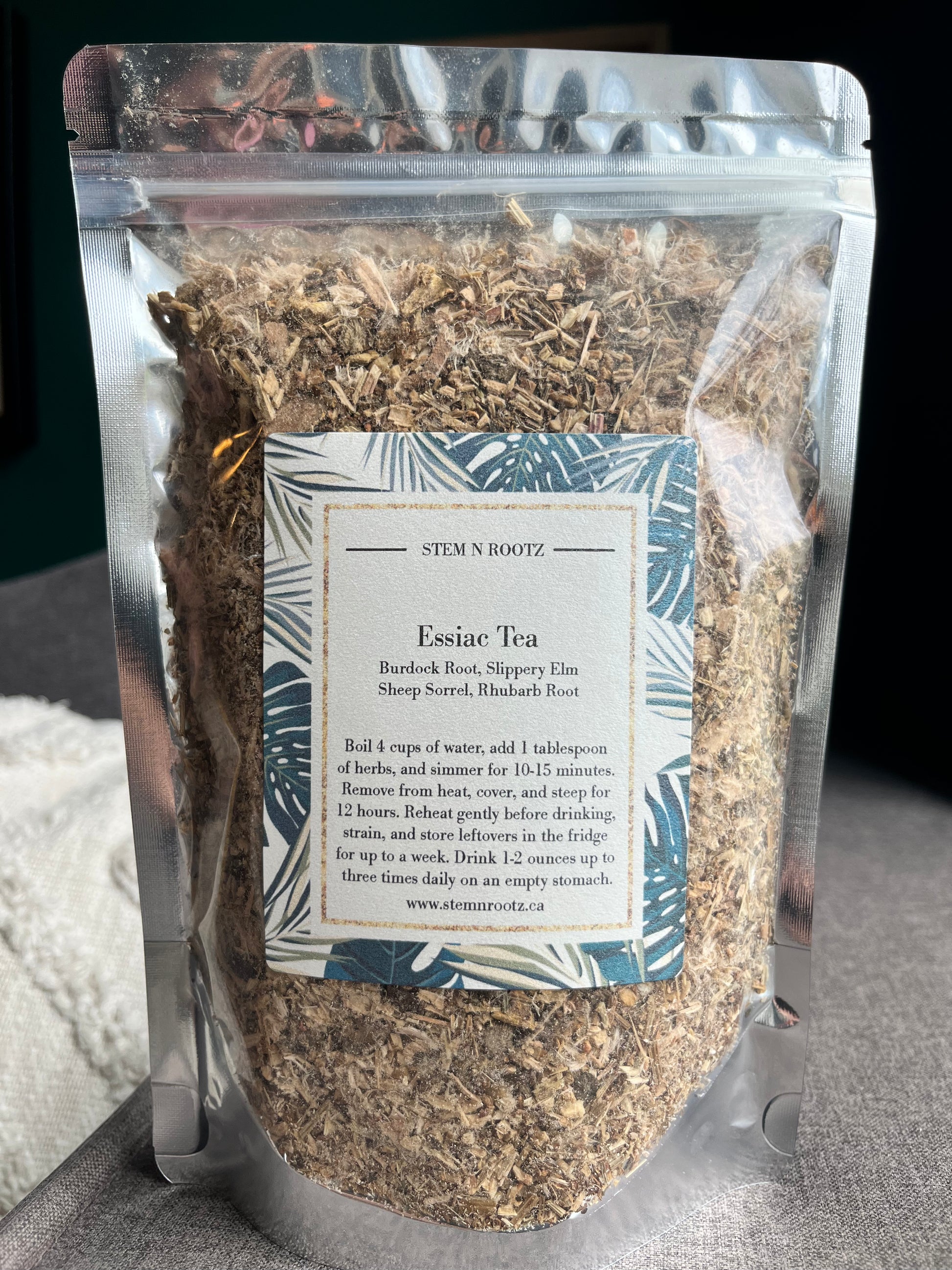 Essiac loose leaf herbal tea blend in resealable 4oz pouch