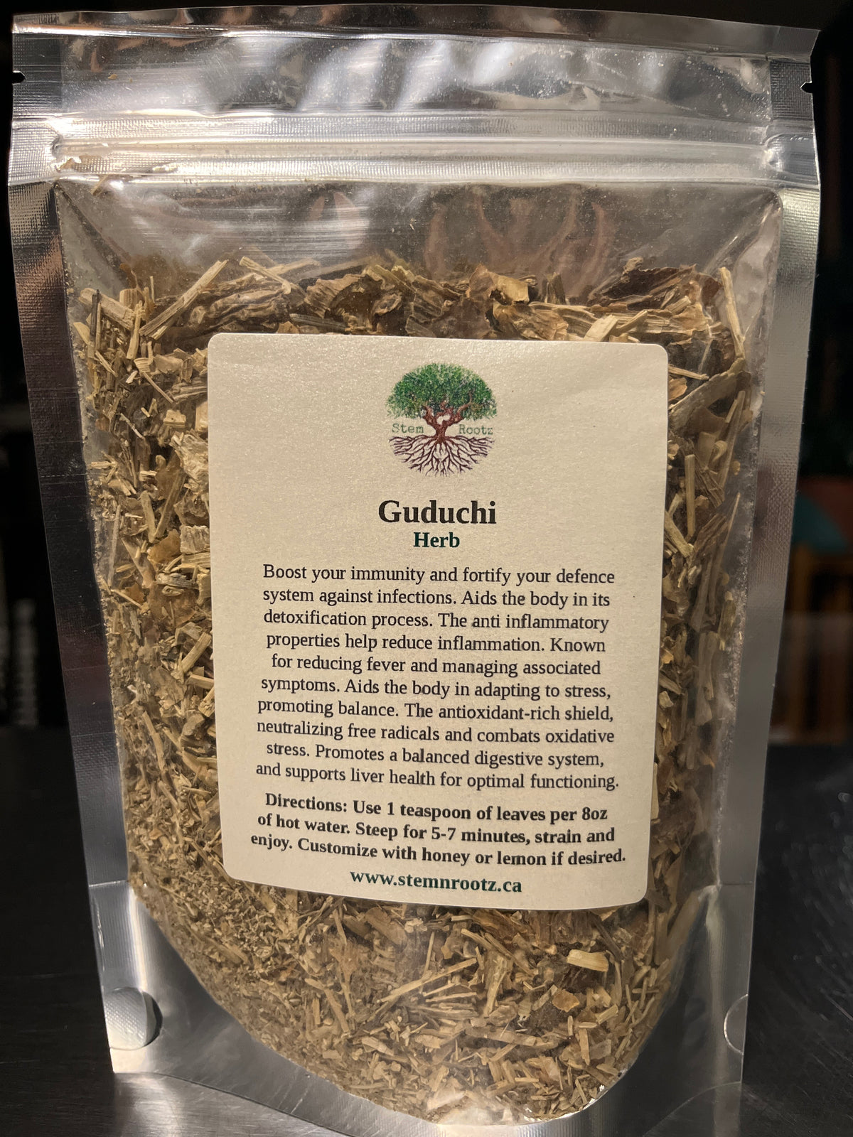 Stem n Rootz – Guduchi loose leaf herbal tea in resealable 3oz pouch