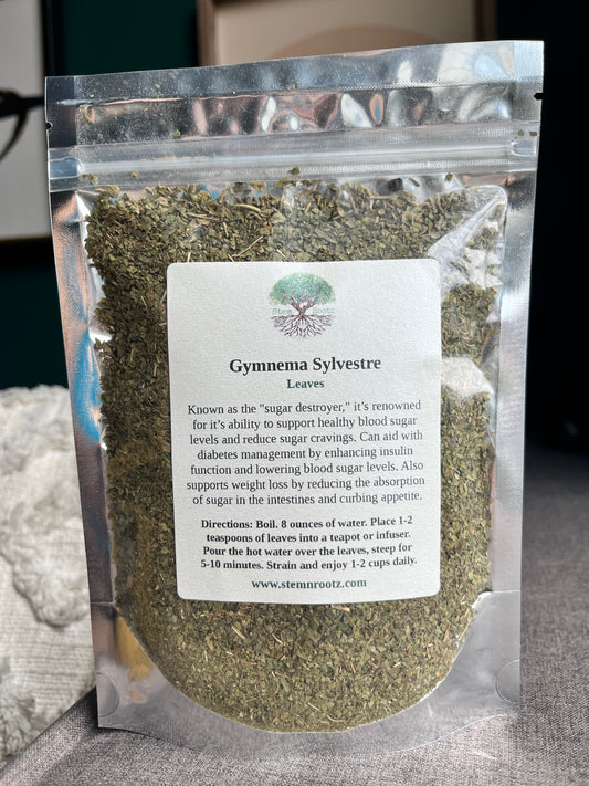 Stem n Rootz – Gymnema Sylvestre loose leaf herbal tea in resealable 2oz pouch