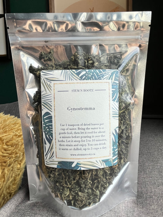 Stem n Rootz – Gynostemma loose leaf herbal tea in resealable 2oz pouch