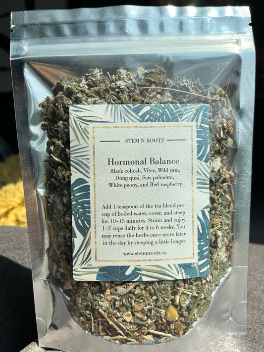Hormonal Balance loose leaf herbal tea blend in resealable 4oz pouch