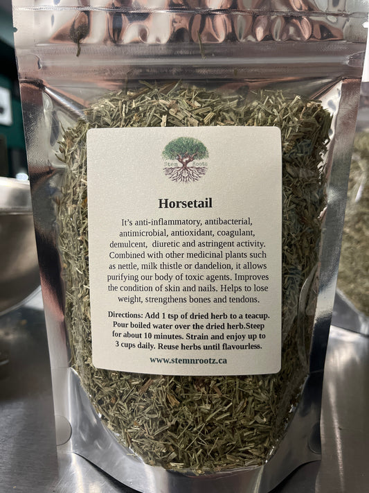 Horsetail loose leaf herbal tea in resealable 2oz pouch