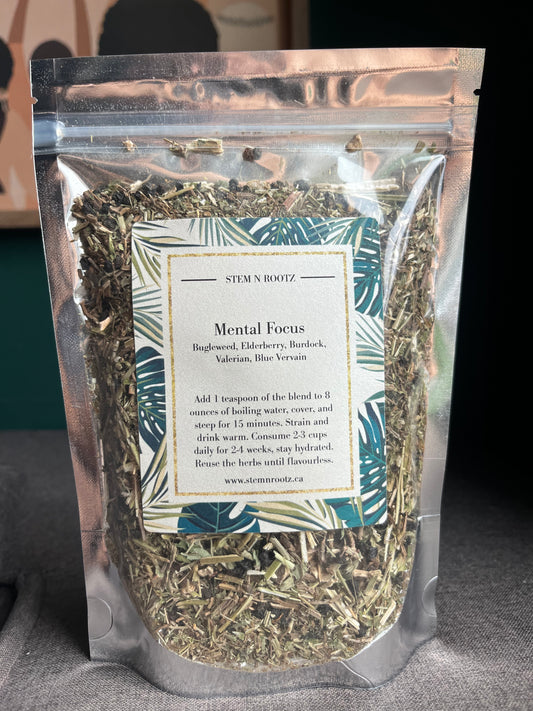 Mental Focus Tea Blend – Herbal Support for Clarity, Calm, and Cognitive Strength 4oz