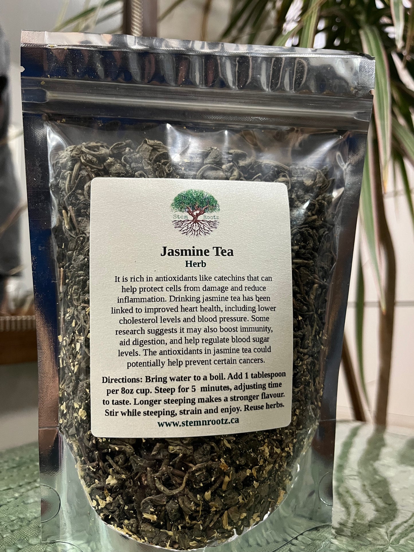 Stem n Rootz – Jasmine Herb loose leaf herbal tea in resealable 4oz pouch