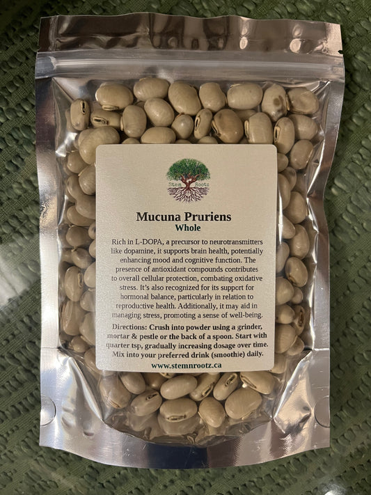 Stem n Rootz – Mucuna Pruriens (Velvet Bean) loose leaf herbal tea in resealable 8oz pouch