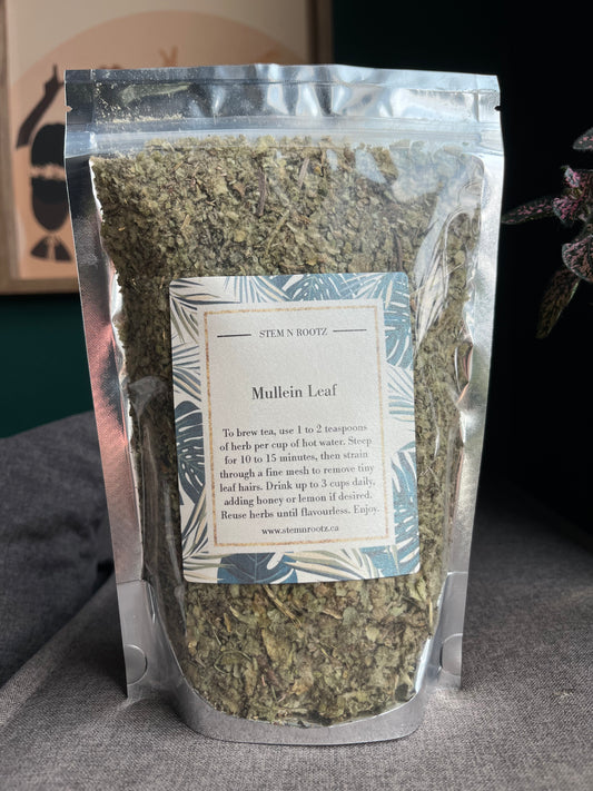 Mullein loose leaf herbal tea in resealable 1oz pouch
