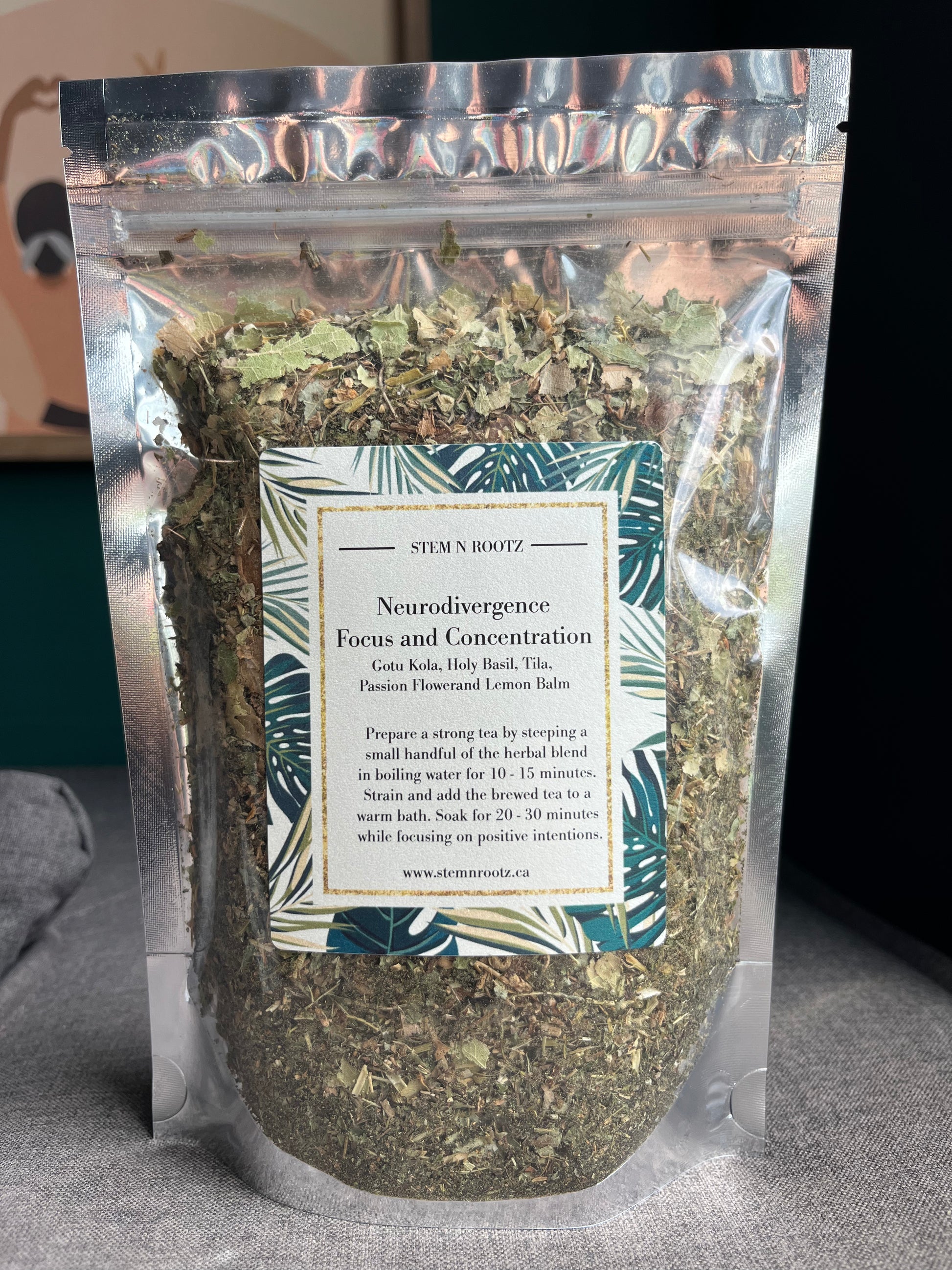 Neurodivergence Focus & Concentration loose leaf herbal tea in resealable 3oz pouch