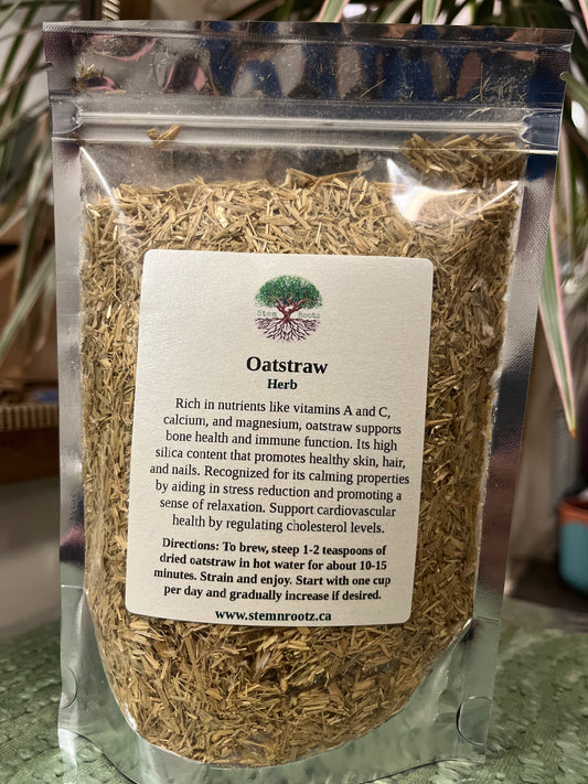 Stem n Rootz – Oat Straw loose leaf herbal tea in resealable 3oz pouch