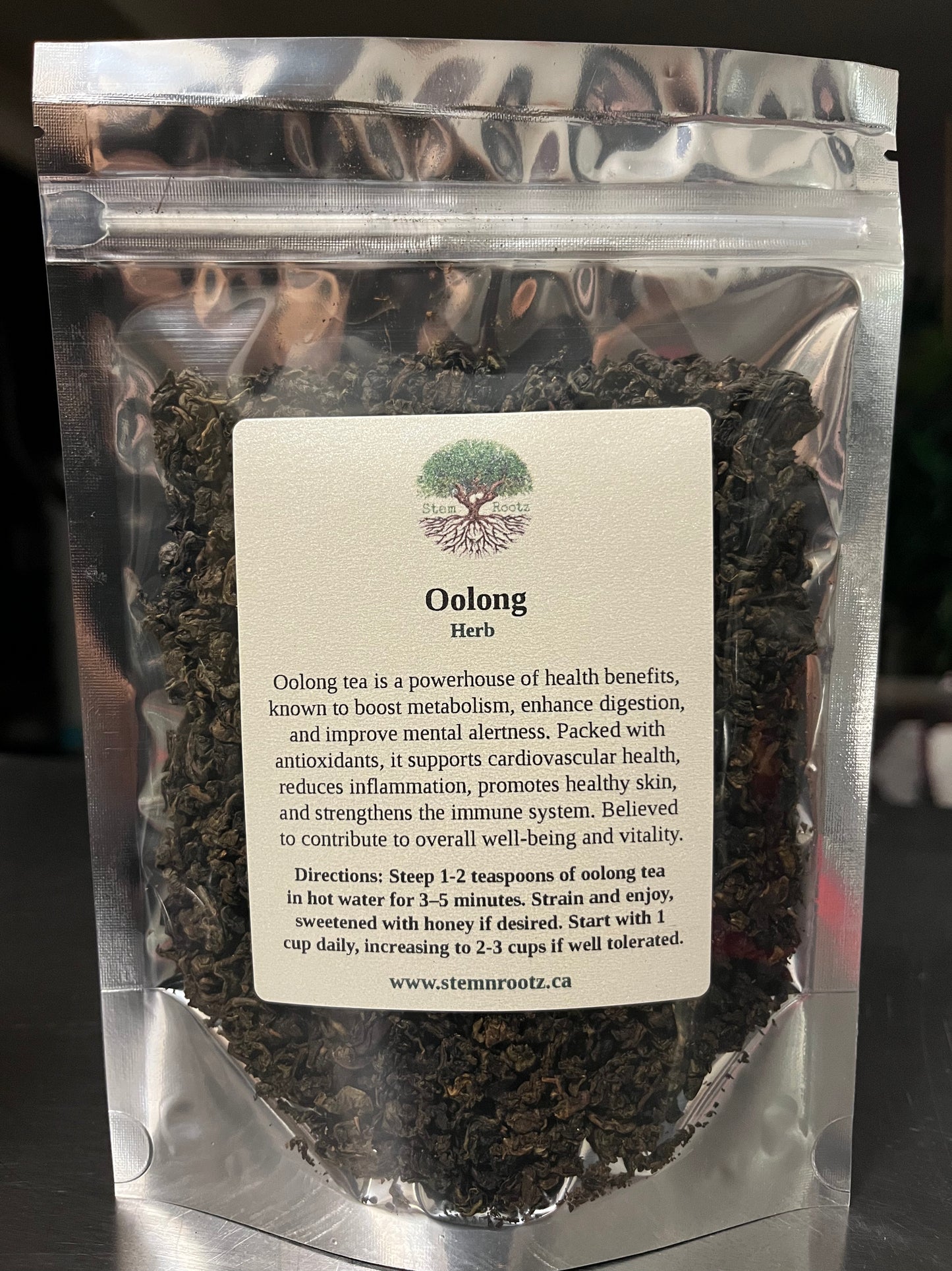 Stem n Rootz – Oolong loose leaf herbal tea in resealable 3oz pouch