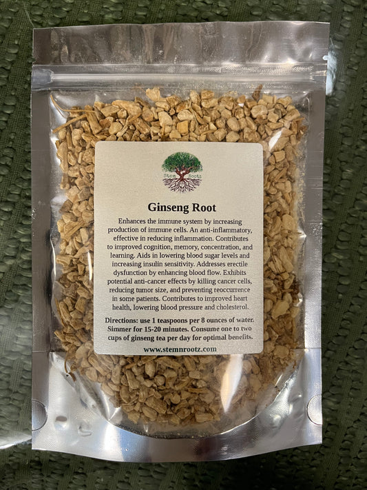 Stem n Rootz – Panax Ginseng Root loose leaf herbal tea in resealable 3oz pouch