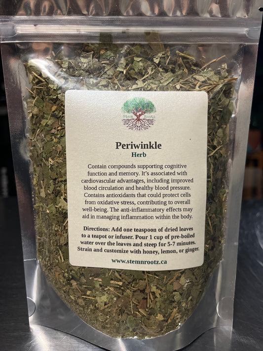 Stem n Rootz – Periwinkle loose leaf herbal tea in resealable 2oz pouch