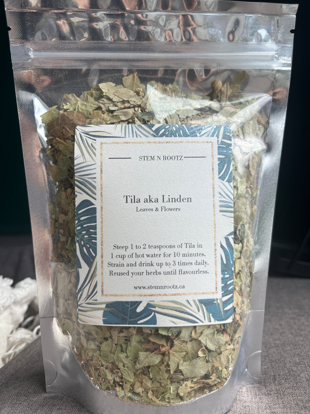 Tila (linden) loose leaf herbal tea in resealable 2oz pouch