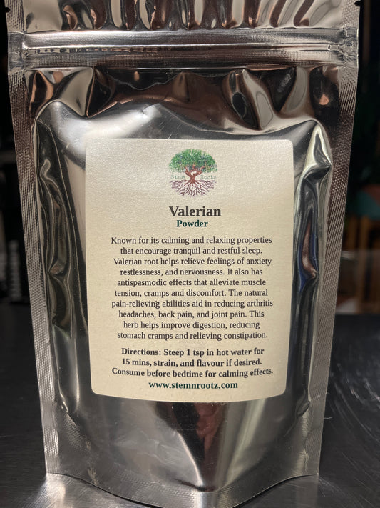 Stem n Rootz – Valerian Root Powder in resealable 4oz pouch
