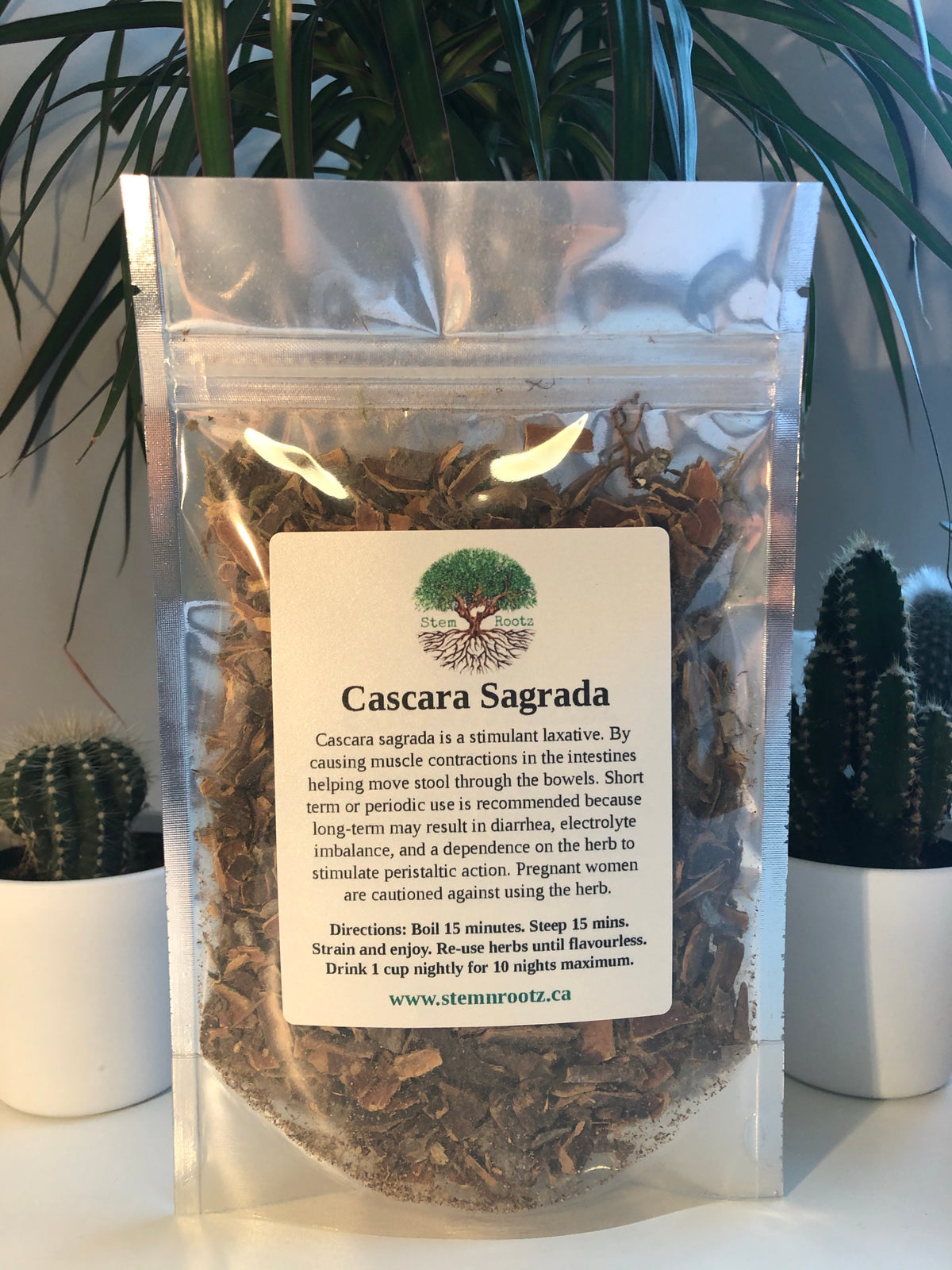 Stem n Rootz – Cascara sagrada loose leaf herbal tea in resealable 3oz pouch