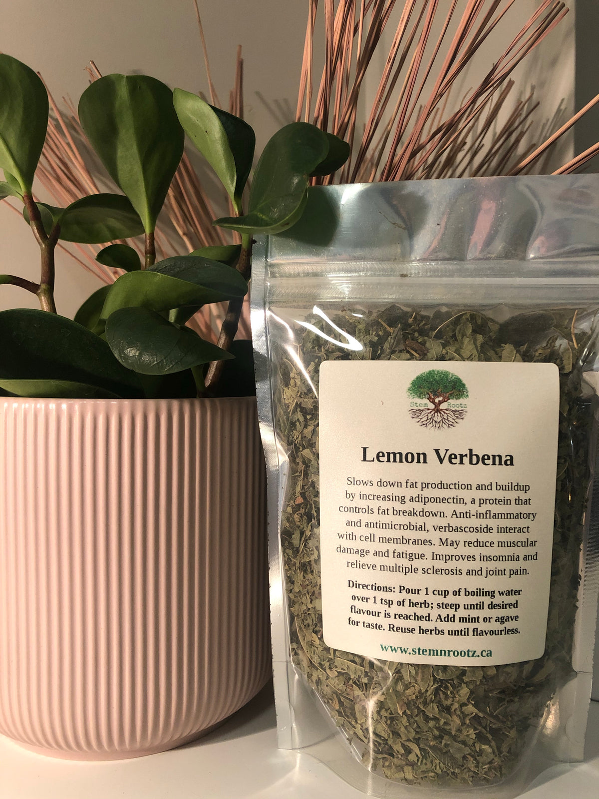 Lemon verbena loose leaf herbal tea in resealable 2oz 