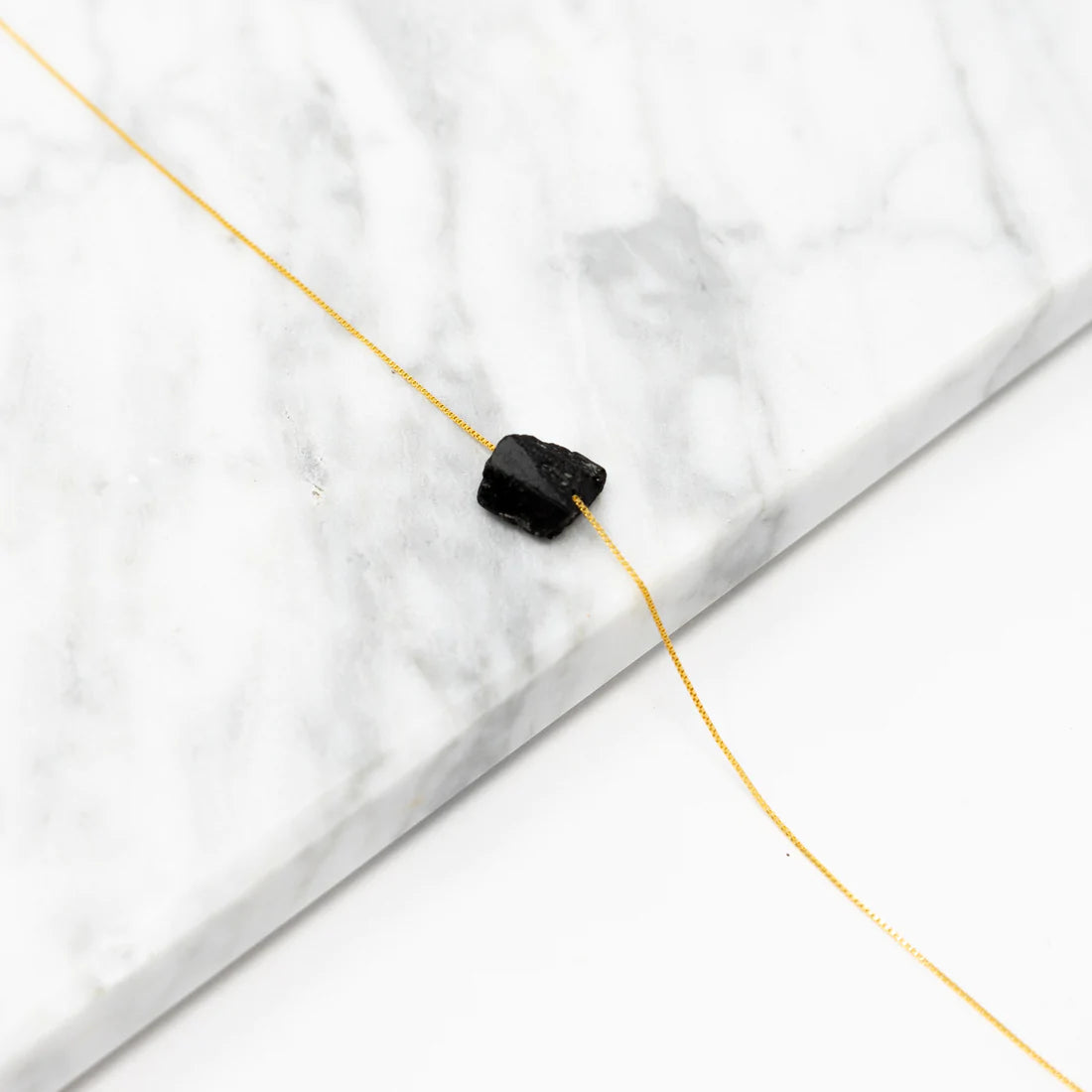 black tourmaline 14k gold-plated crystal necklace